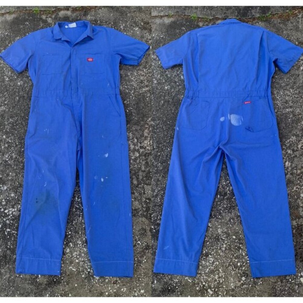 Dickies Distressed Short Sleeve Painter Workwear Mechanic Coveralls 48 Short